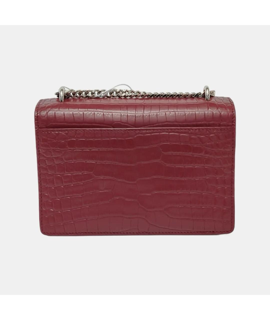 SAINT LAURENT Бордовая кожаная сумка через плечо, фото 3