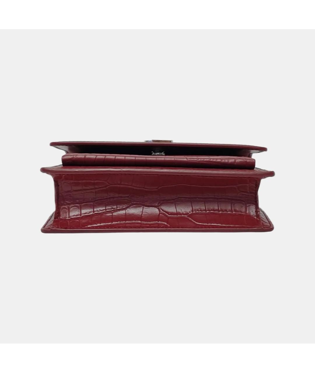 SAINT LAURENT Бордовая кожаная сумка через плечо, фото 4