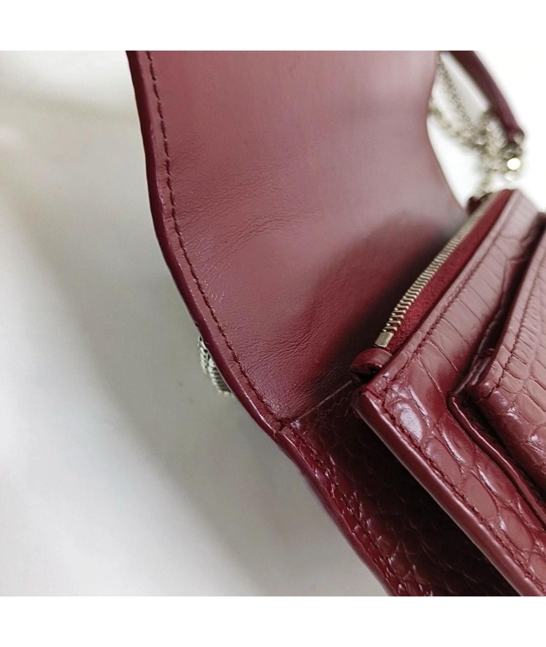 SAINT LAURENT Бордовая кожаная сумка через плечо, фото 6