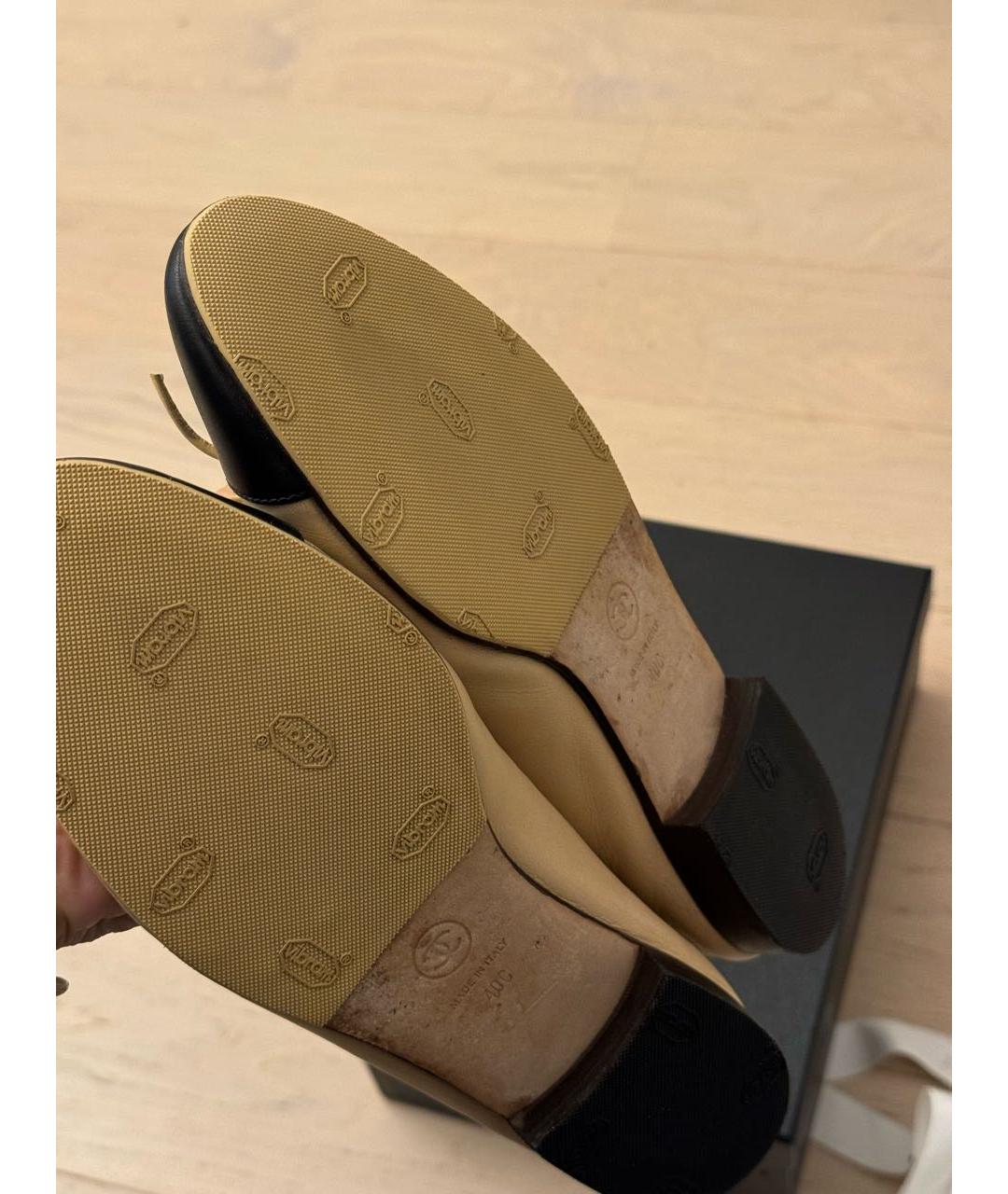 CHANEL Бежевые кожаные балетки, фото 5