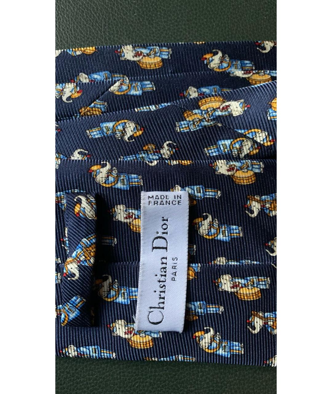 CHRISTIAN DIOR Синий шелковый галстук, фото 4