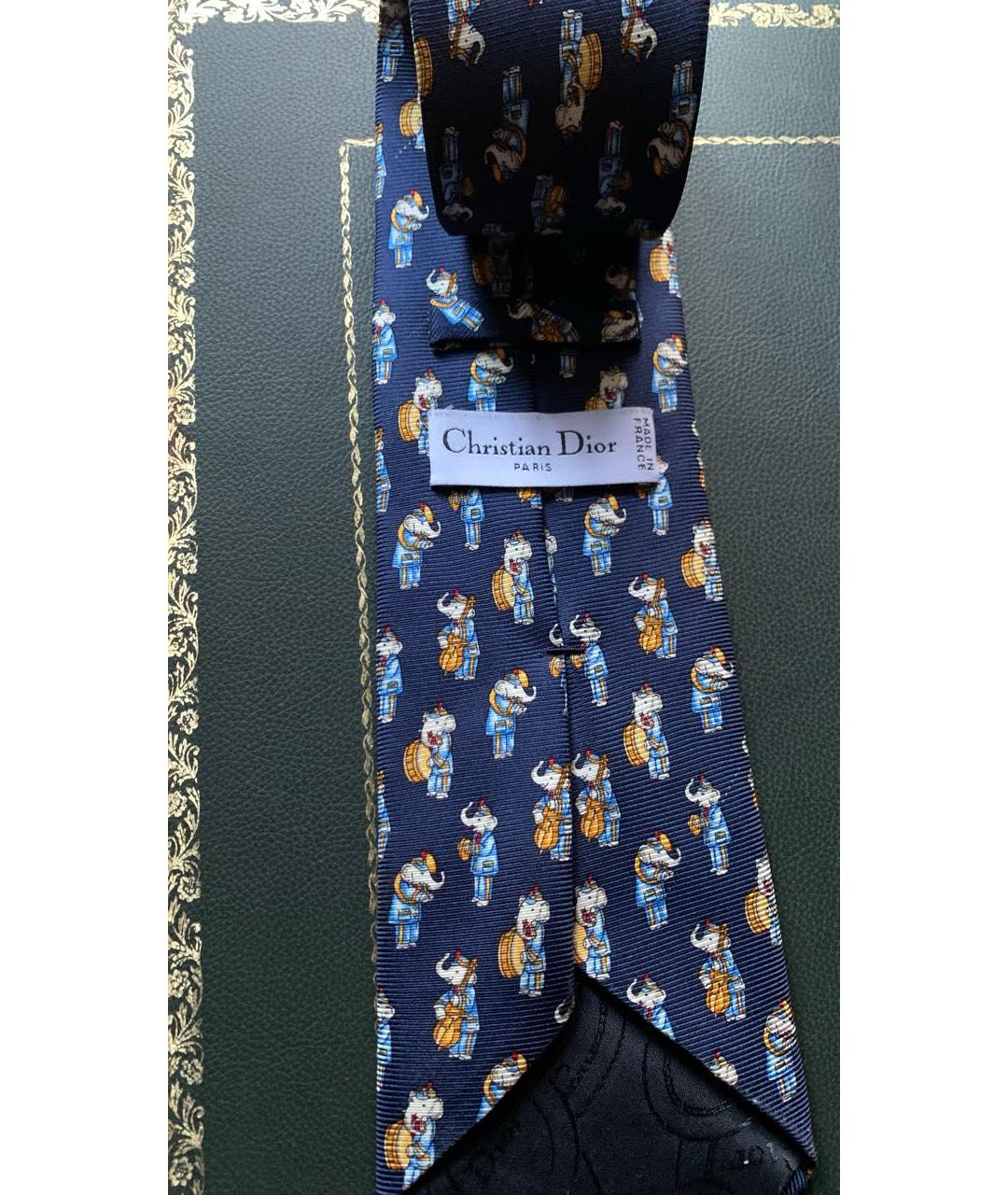 CHRISTIAN DIOR Синий шелковый галстук, фото 2