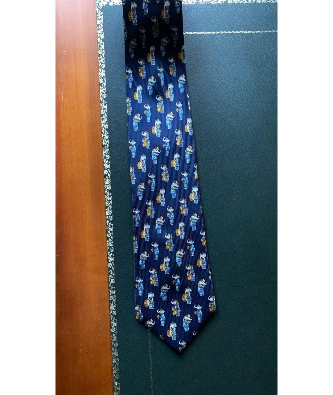 CHRISTIAN DIOR Синий шелковый галстук, фото 3