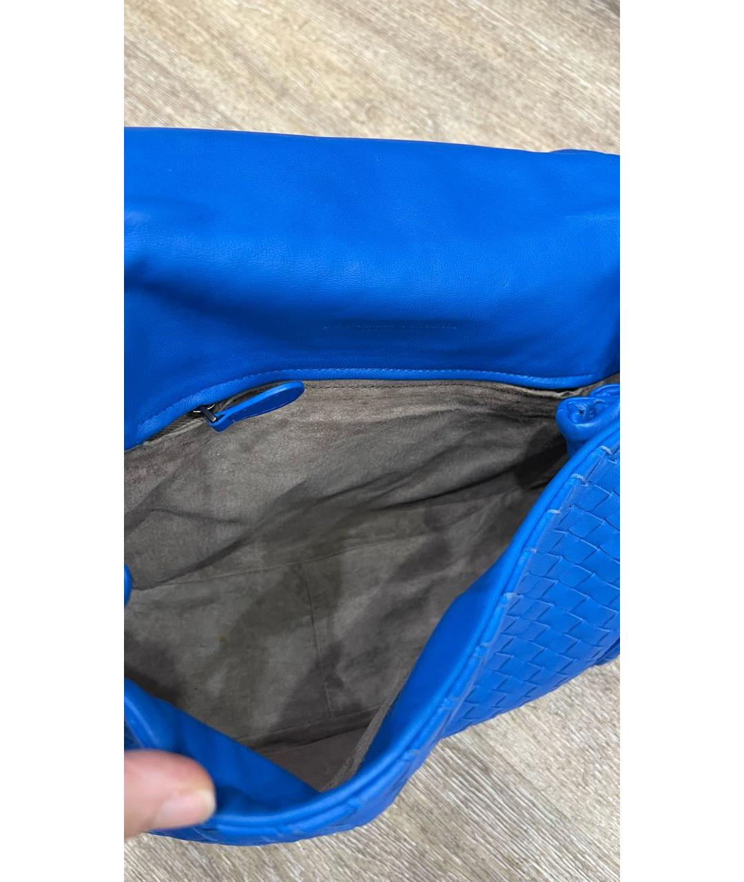 BOTTEGA VENETA Синяя кожаная сумка через плечо, фото 5
