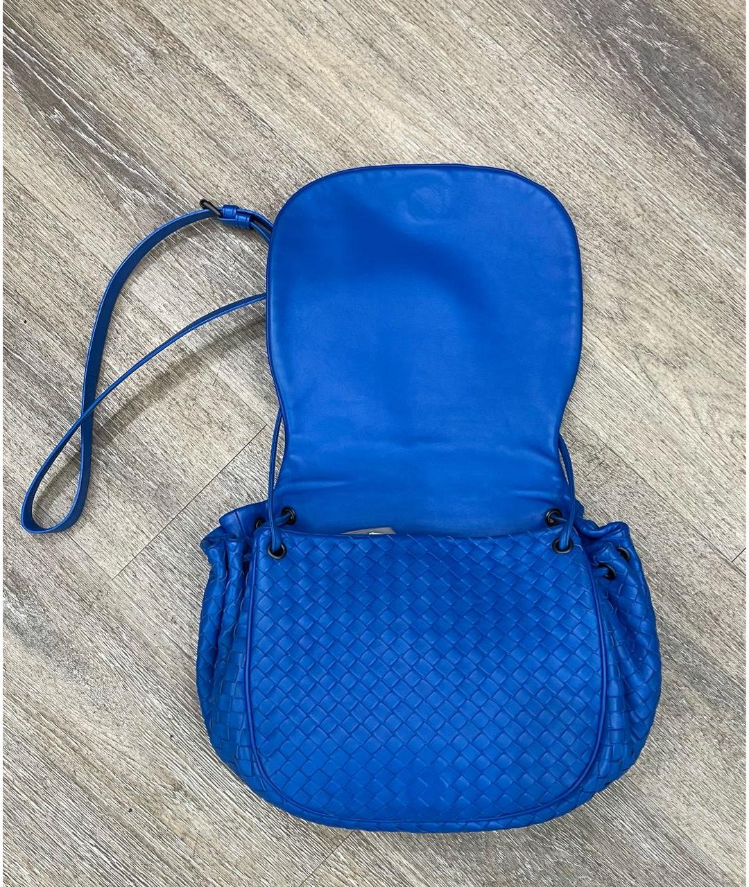 BOTTEGA VENETA Синяя кожаная сумка через плечо, фото 2