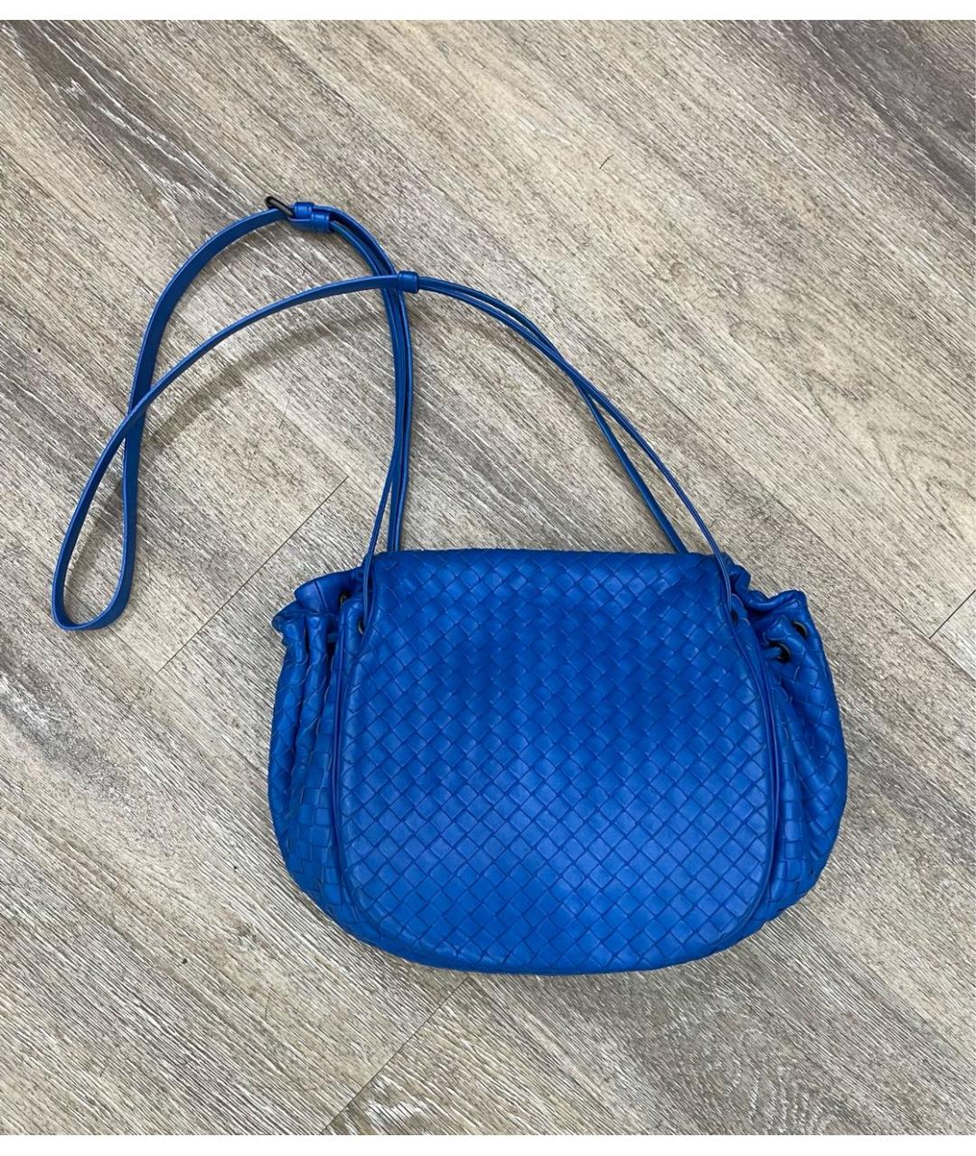 BOTTEGA VENETA Синяя кожаная сумка через плечо, фото 6