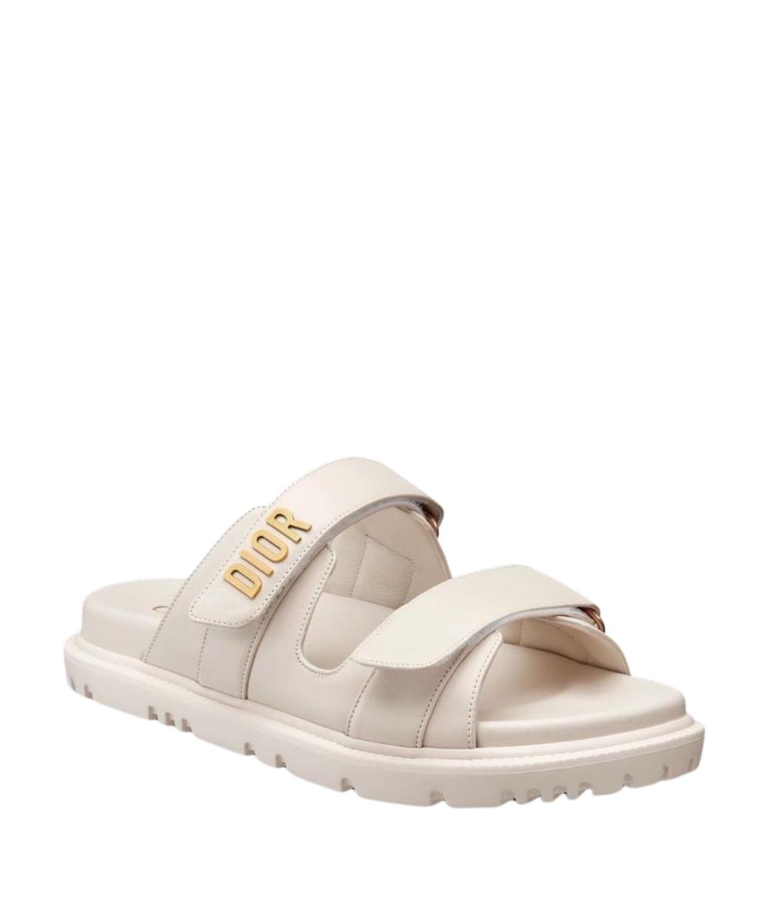 CHRISTIAN DIOR Бежевые кожаные сандалии, фото 1