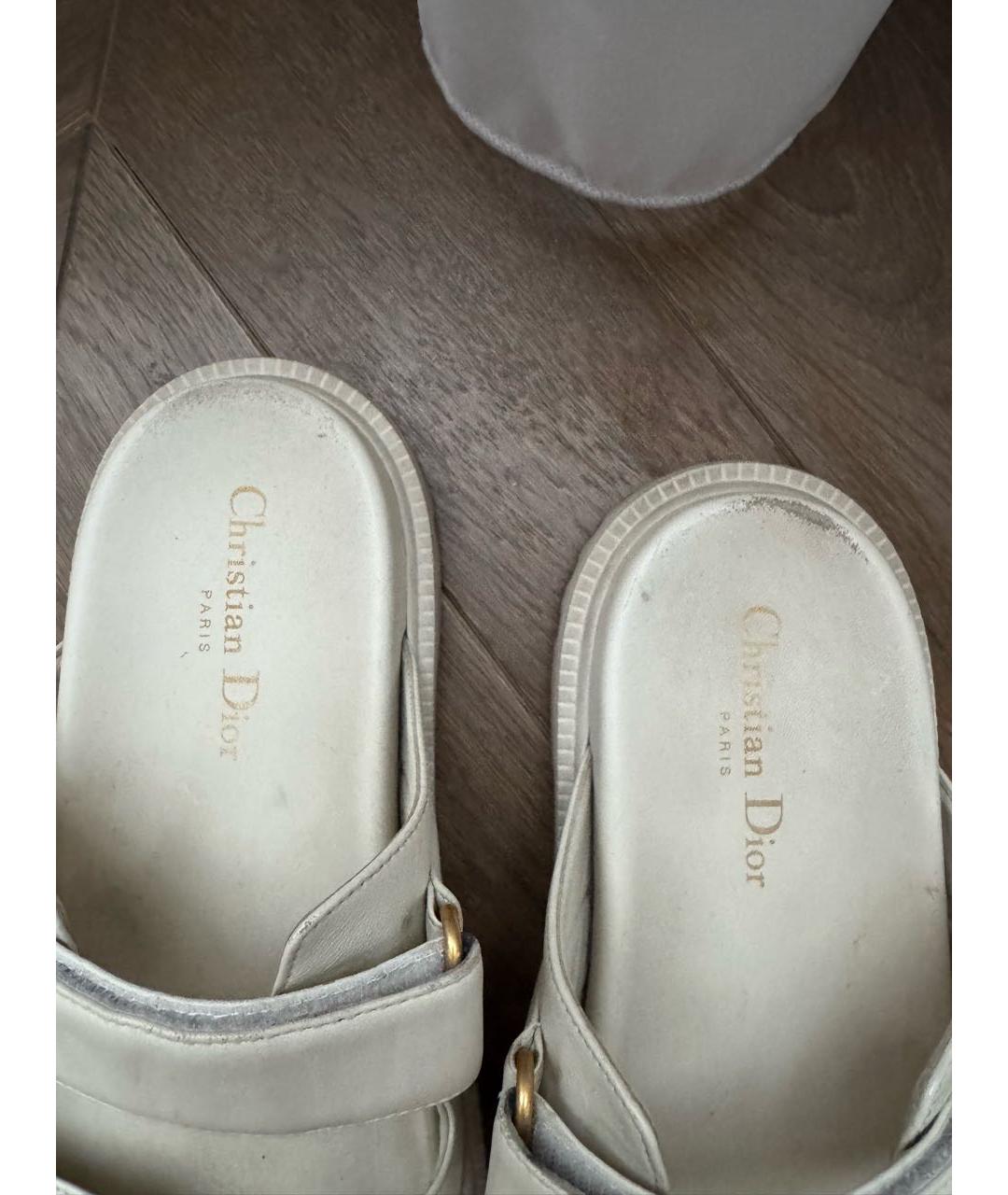 CHRISTIAN DIOR Бежевые кожаные сандалии, фото 6