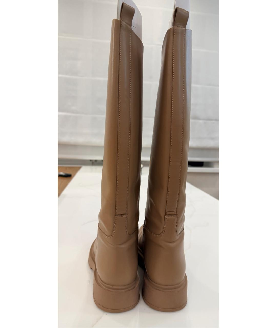 12 STOREEZ Бежевые кожаные сапоги, фото 4