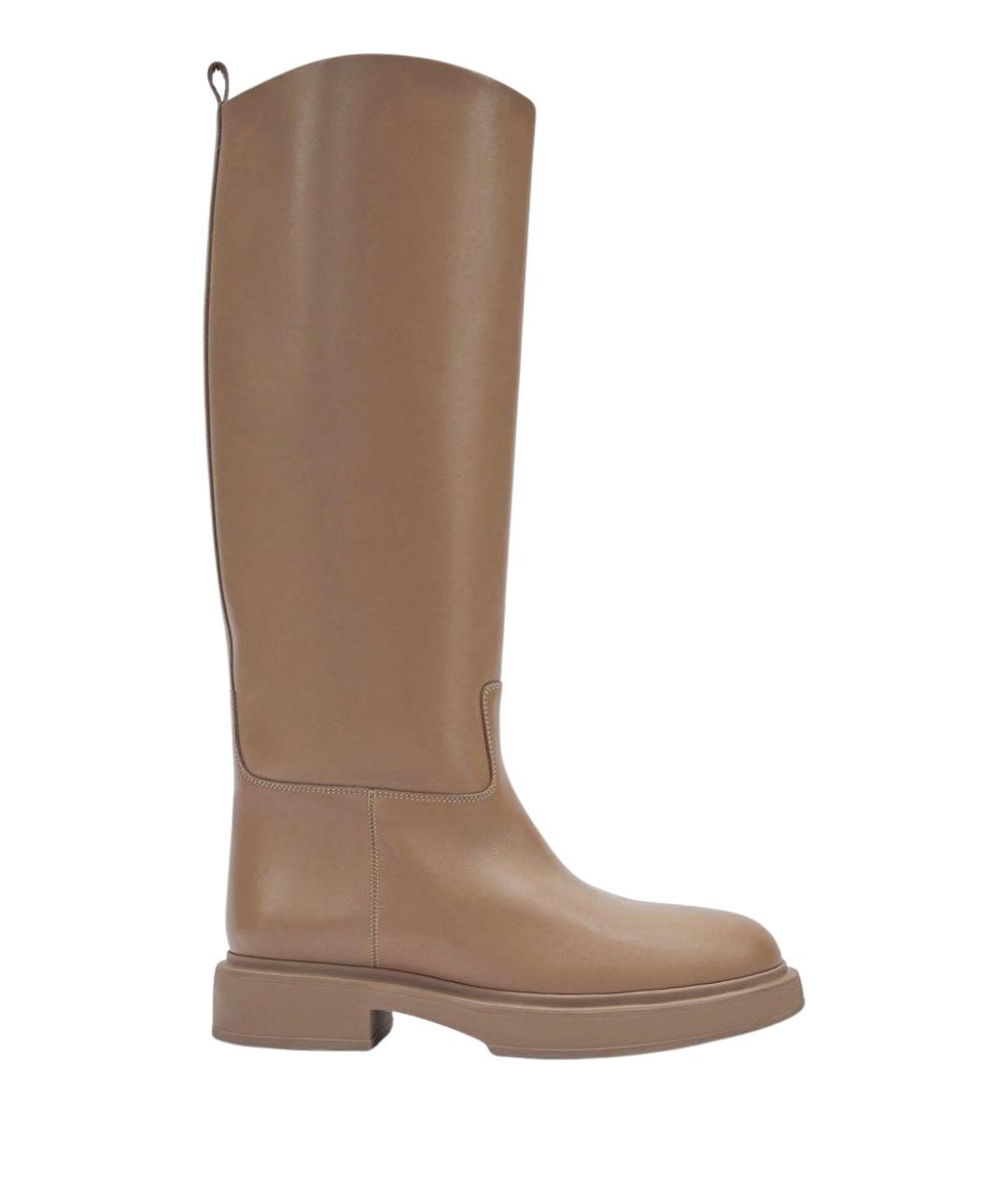 12 STOREEZ Бежевые кожаные сапоги, фото 1