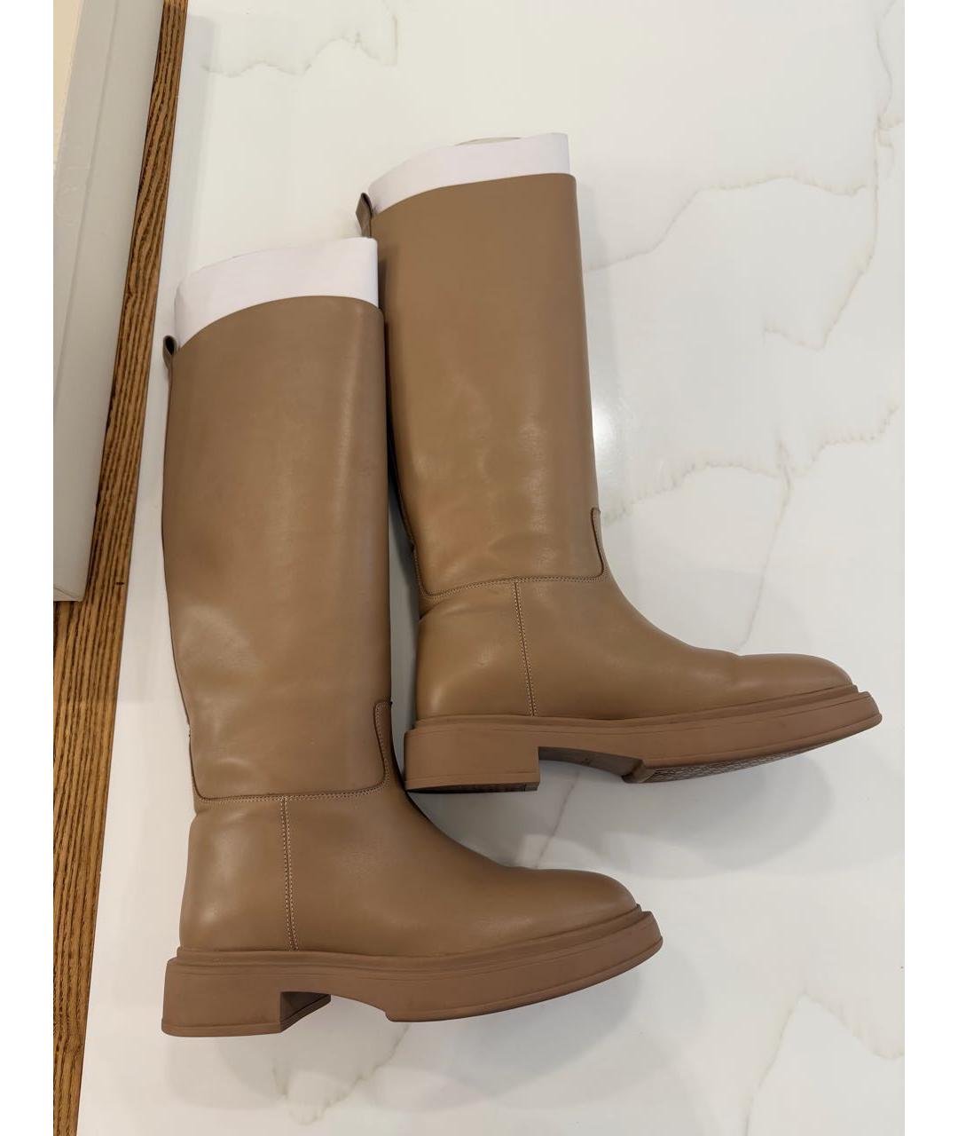 12 STOREEZ Бежевые кожаные сапоги, фото 3