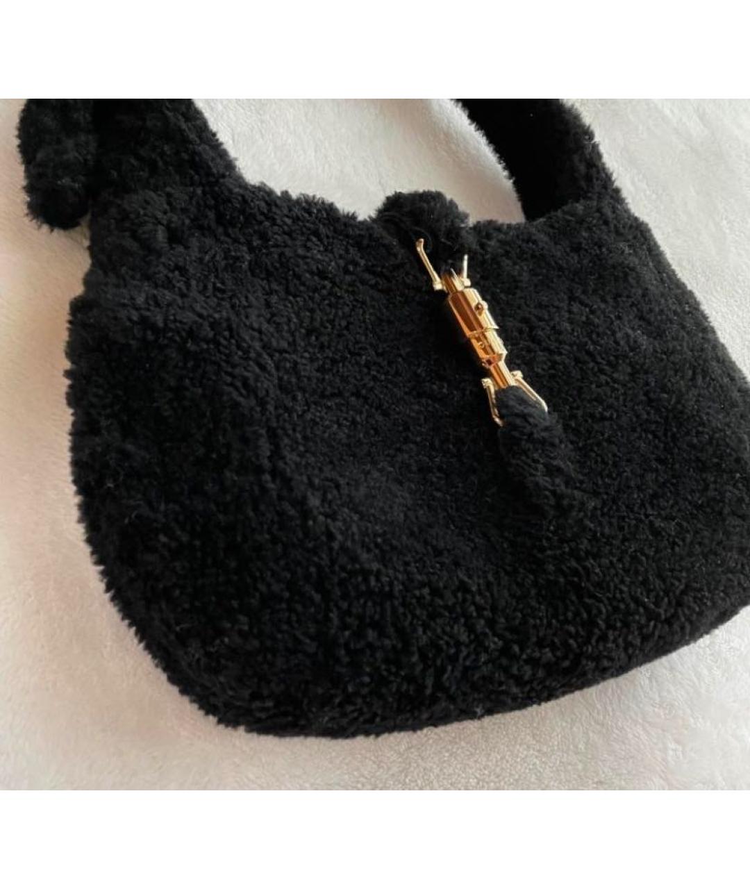 GUCCI Черная меховая сумка через плечо, фото 5