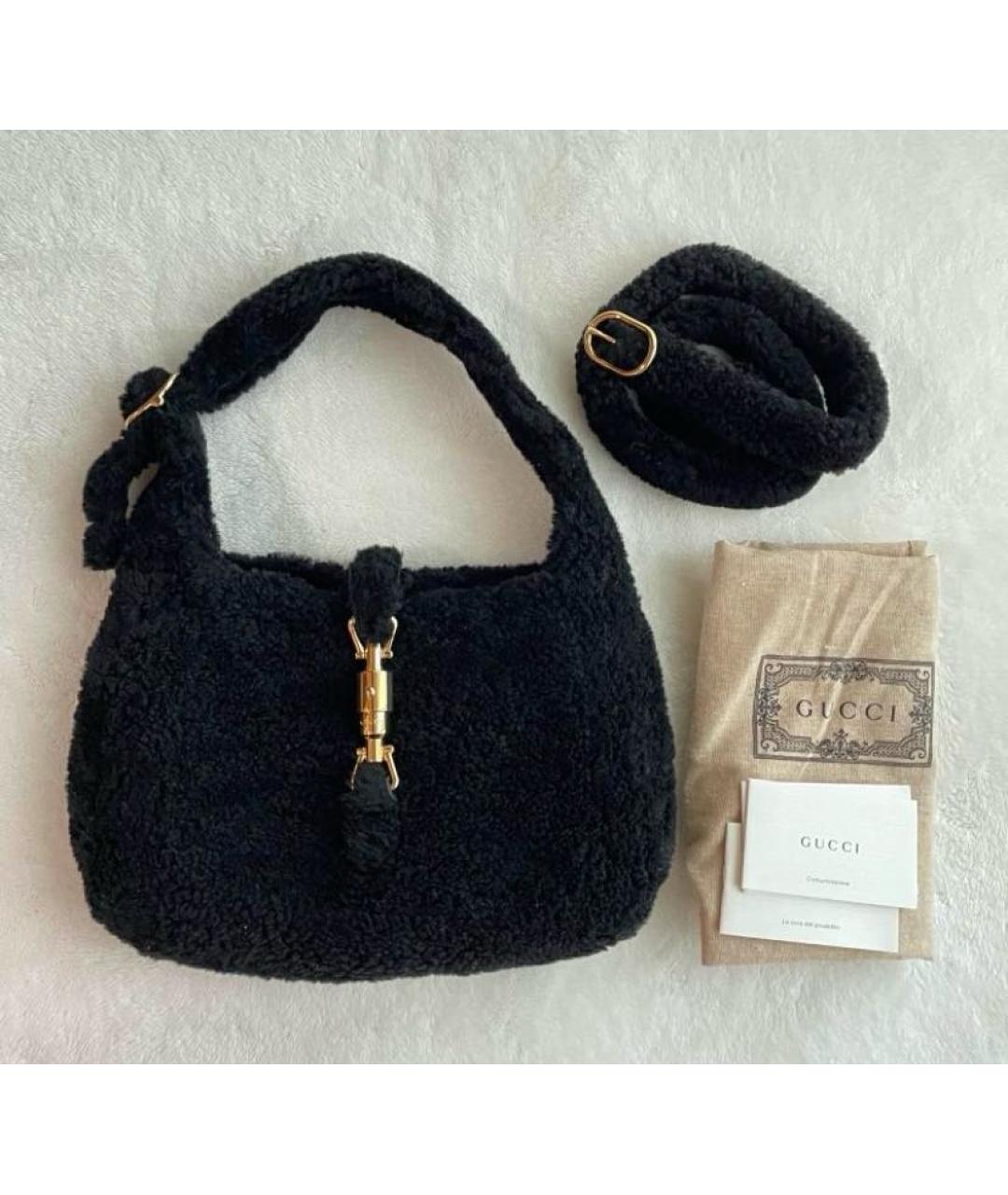 GUCCI Черная меховая сумка через плечо, фото 3