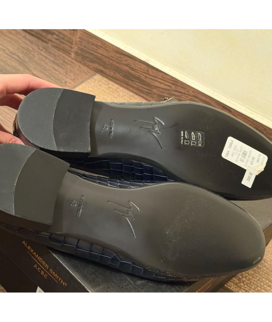 GIUSEPPE ZANOTTI DESIGN Темно-синие кожаные лоферы, фото 5