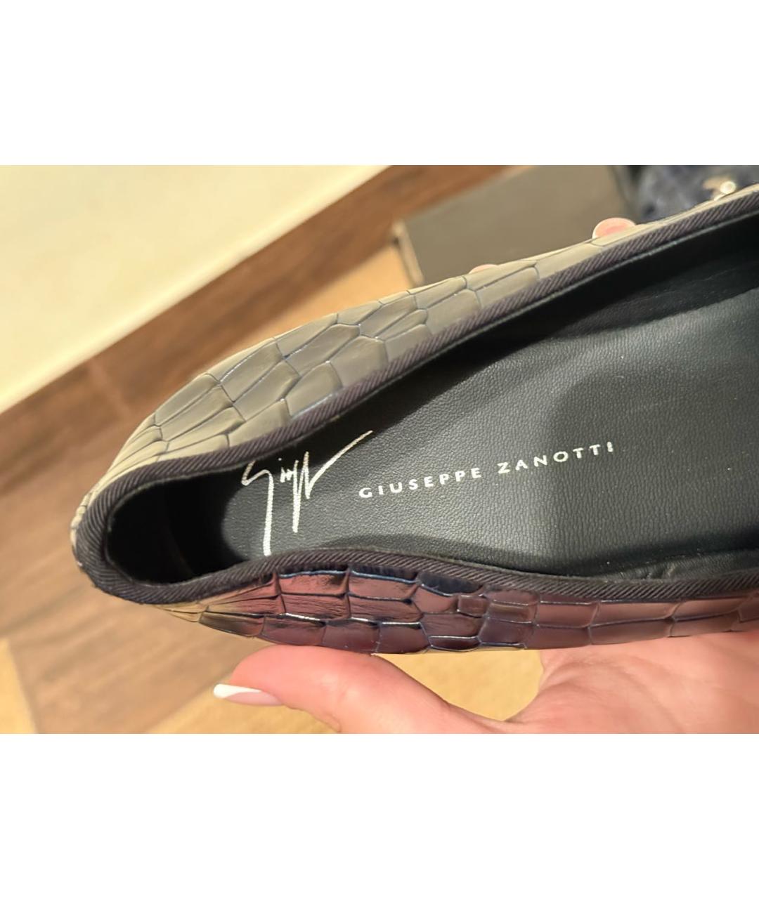 GIUSEPPE ZANOTTI DESIGN Темно-синие кожаные лоферы, фото 8