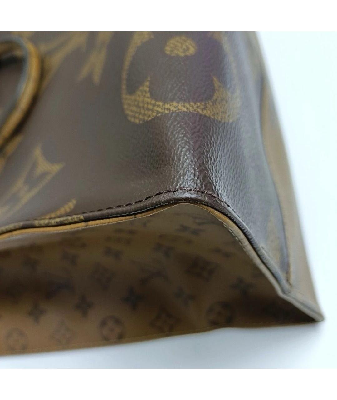 LOUIS VUITTON Коричневая кожаная сумка тоут, фото 7