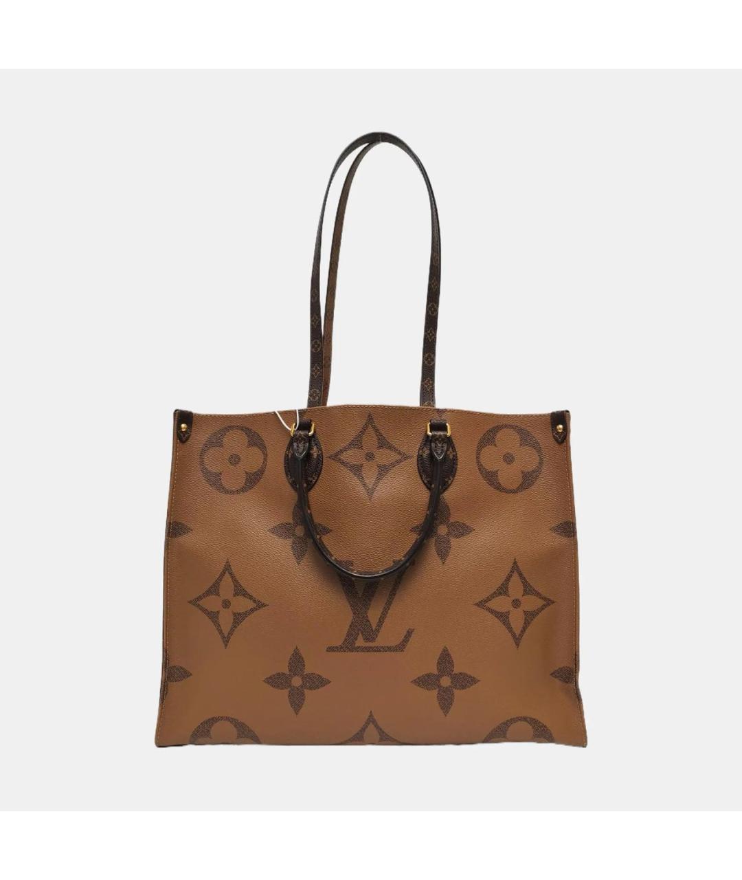 LOUIS VUITTON Коричневая кожаная сумка тоут, фото 4