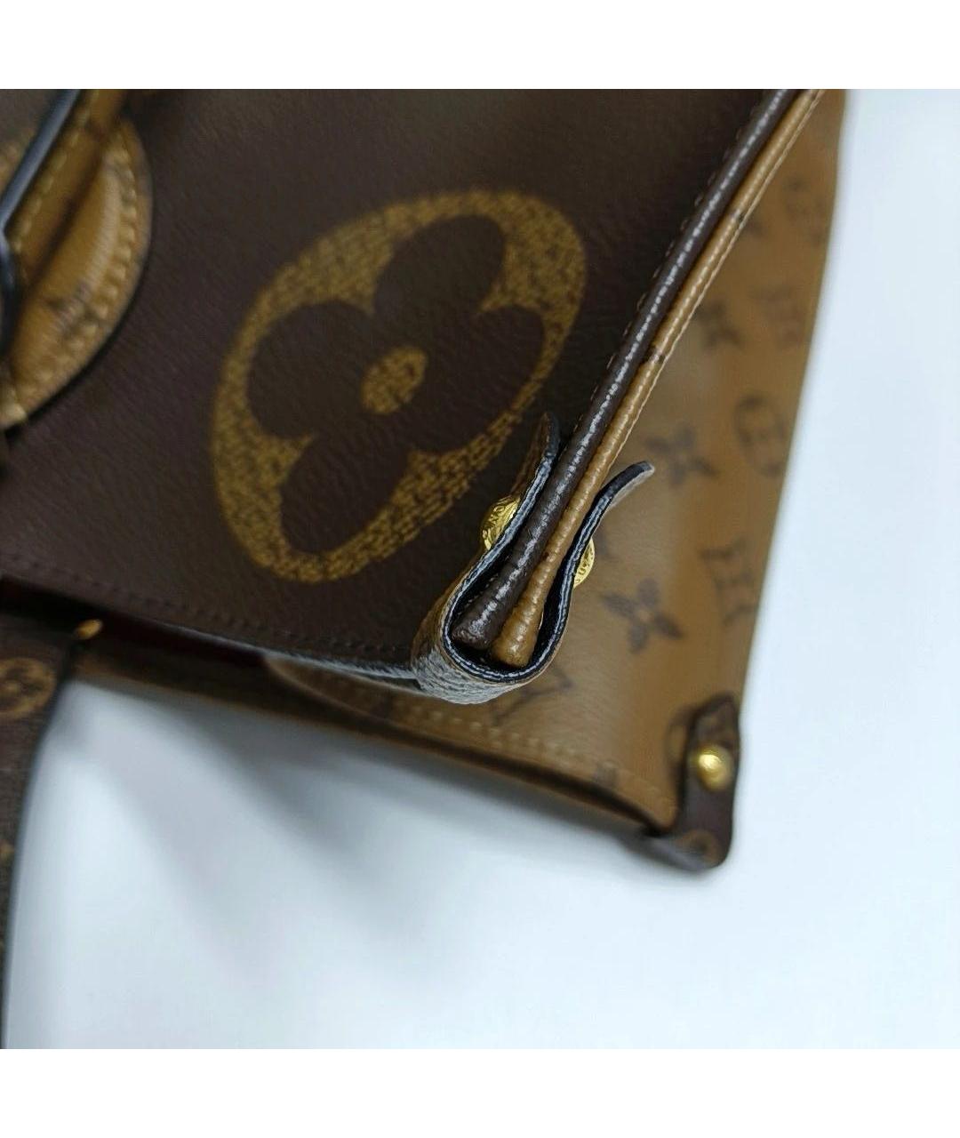 LOUIS VUITTON Коричневая кожаная сумка тоут, фото 8