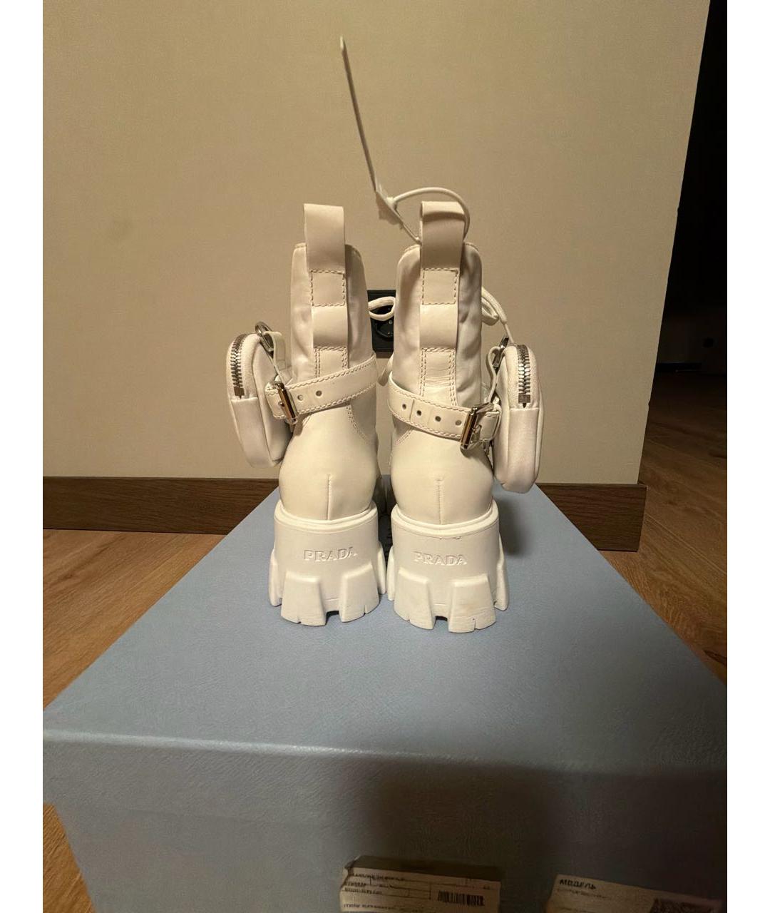 PRADA Белые кожаные ботинки, фото 4