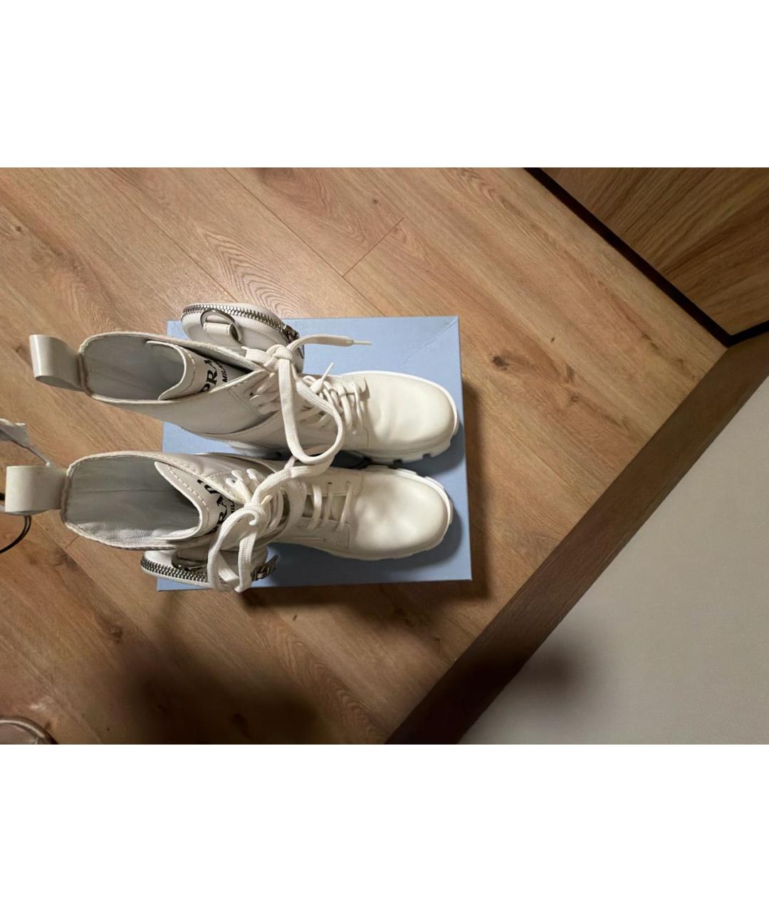 PRADA Белые кожаные ботинки, фото 3