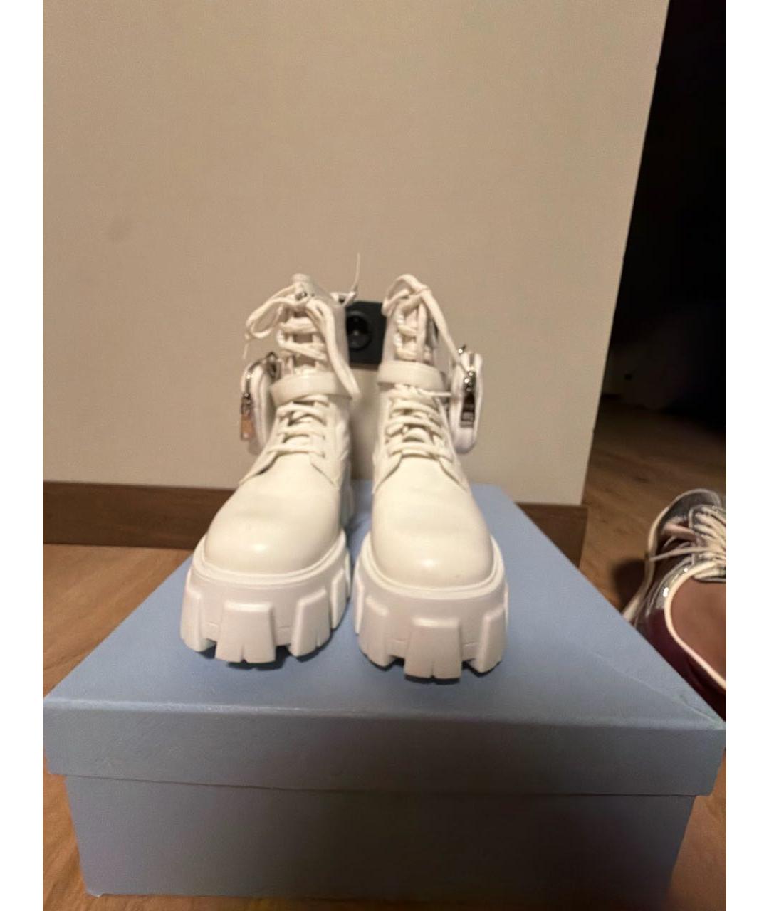 PRADA Белые кожаные ботинки, фото 2