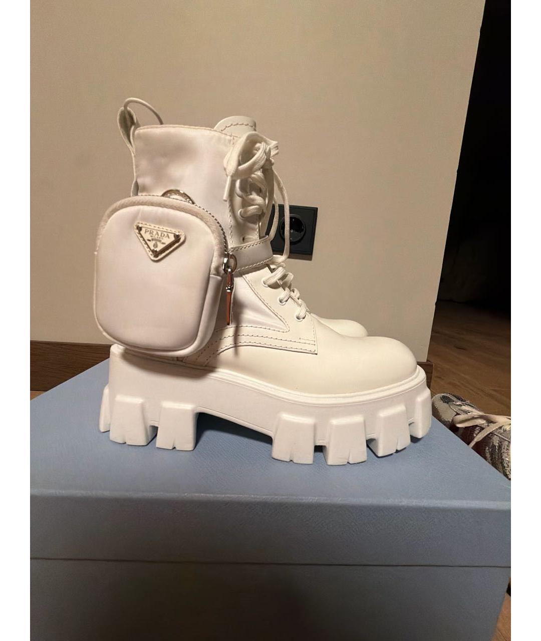 PRADA Белые кожаные ботинки, фото 5