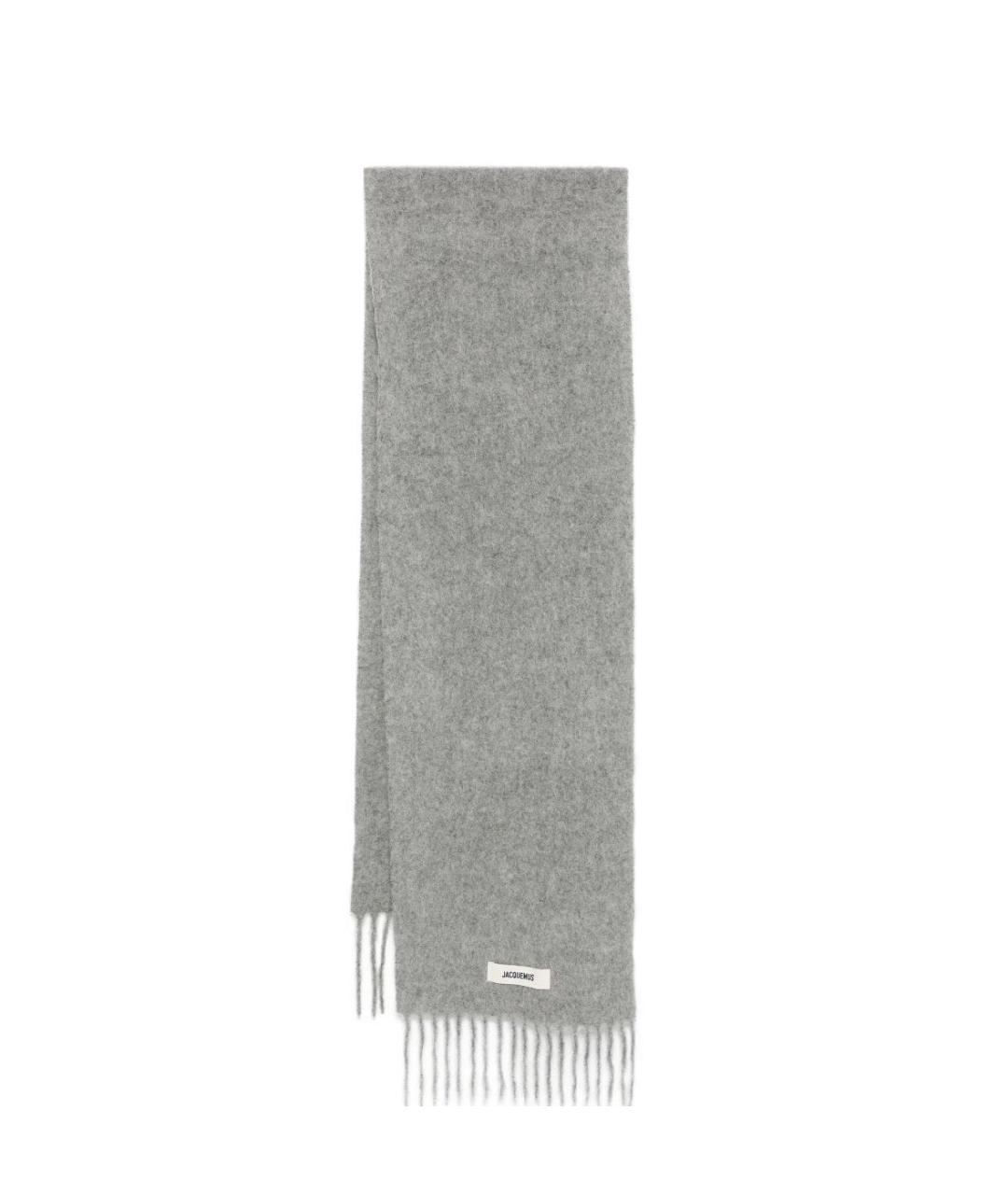 JACQUEMUS Серый шерстяной шарф, фото 1