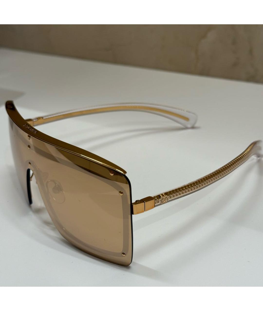 CHANEL Золотые металлические солнцезащитные очки, фото 3