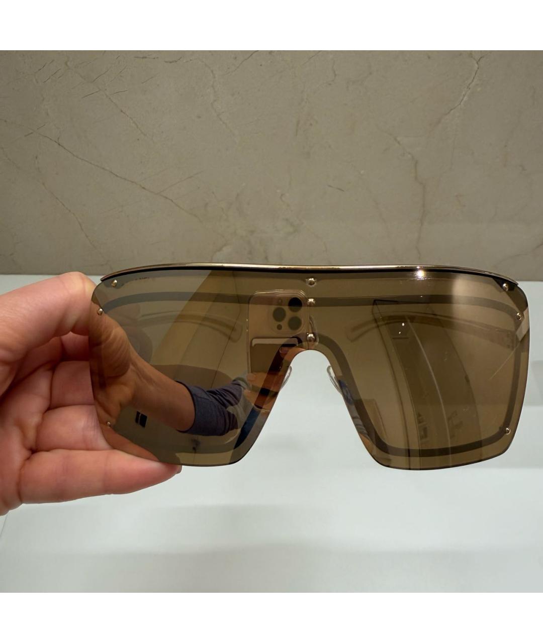 CHANEL Золотые металлические солнцезащитные очки, фото 7