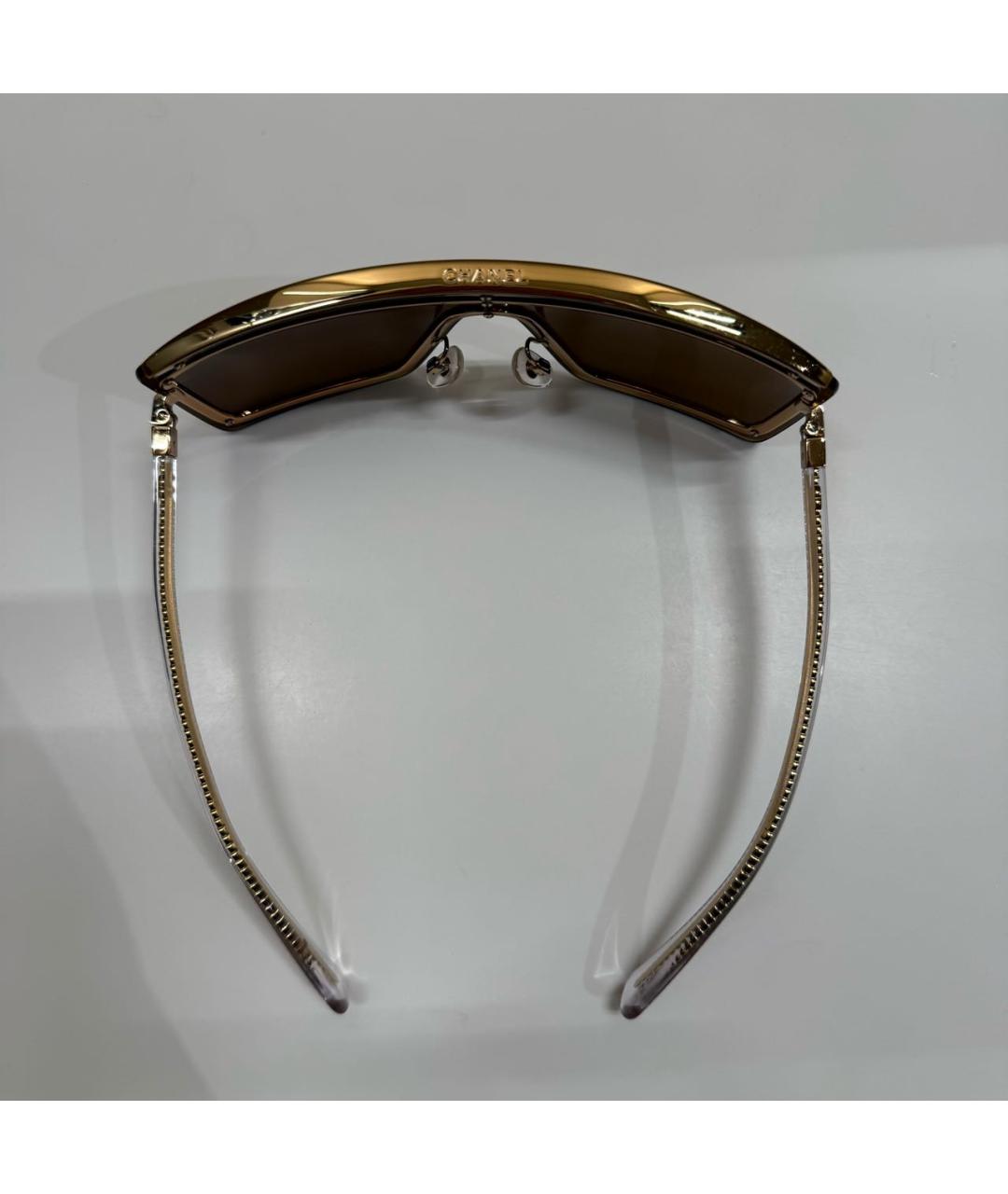 CHANEL Золотые металлические солнцезащитные очки, фото 5