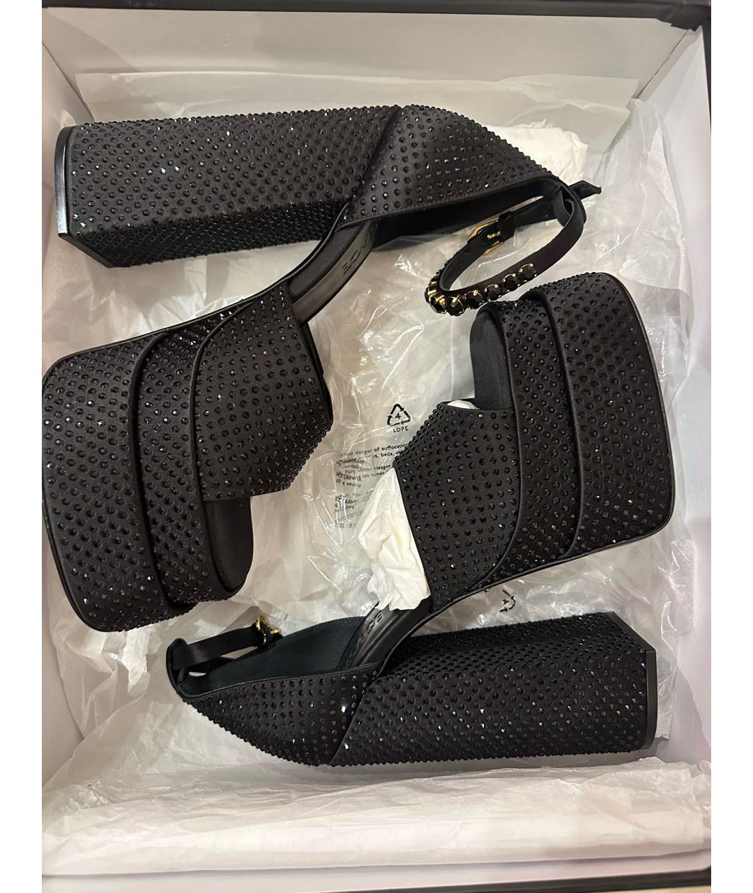 VERSACE Черные текстильные босоножки, фото 2