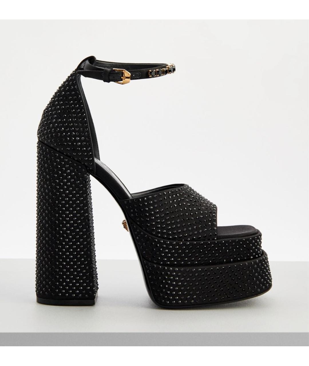 VERSACE Черные текстильные босоножки, фото 8