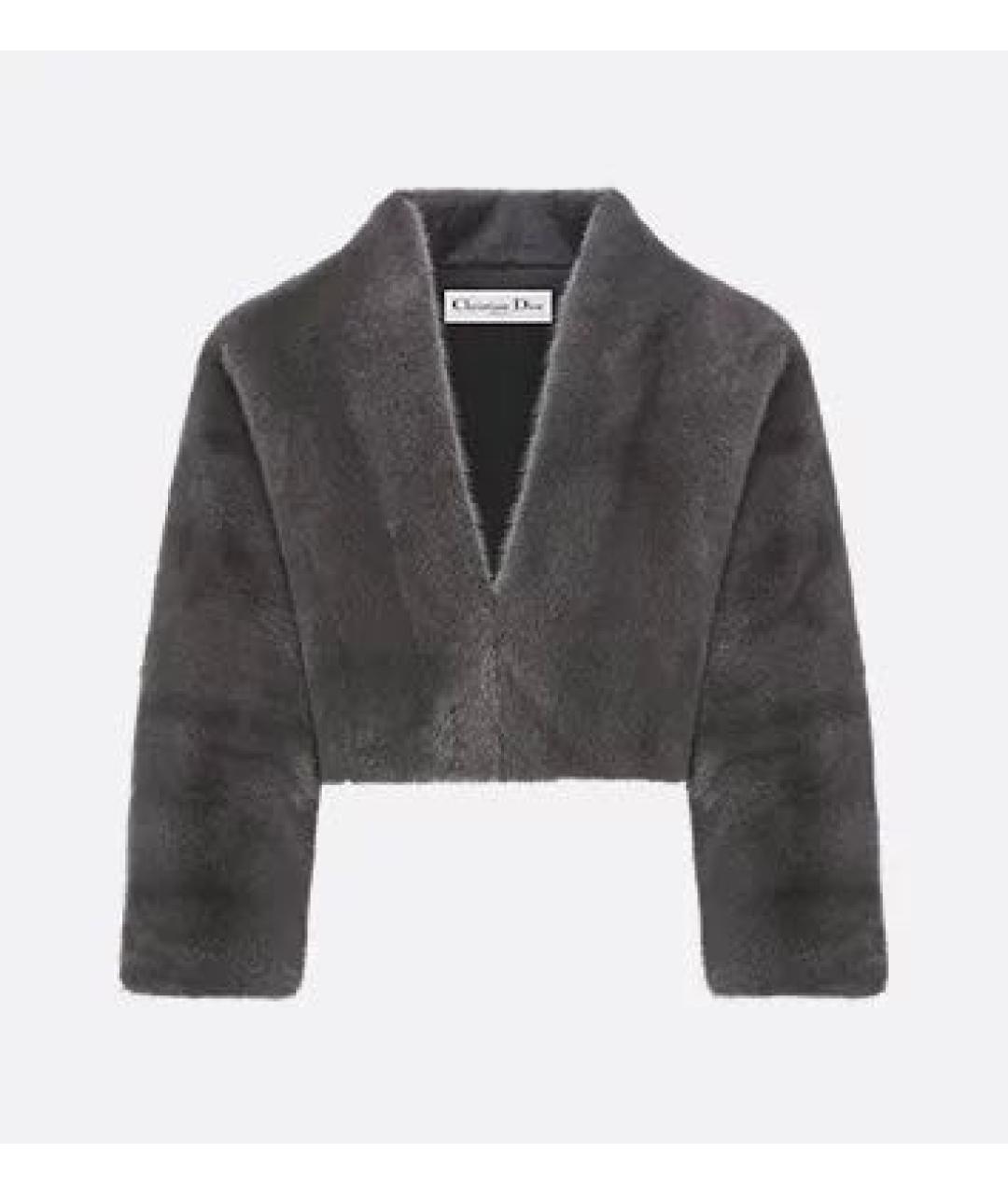 CHRISTIAN DIOR Серая меховая шуба, фото 4