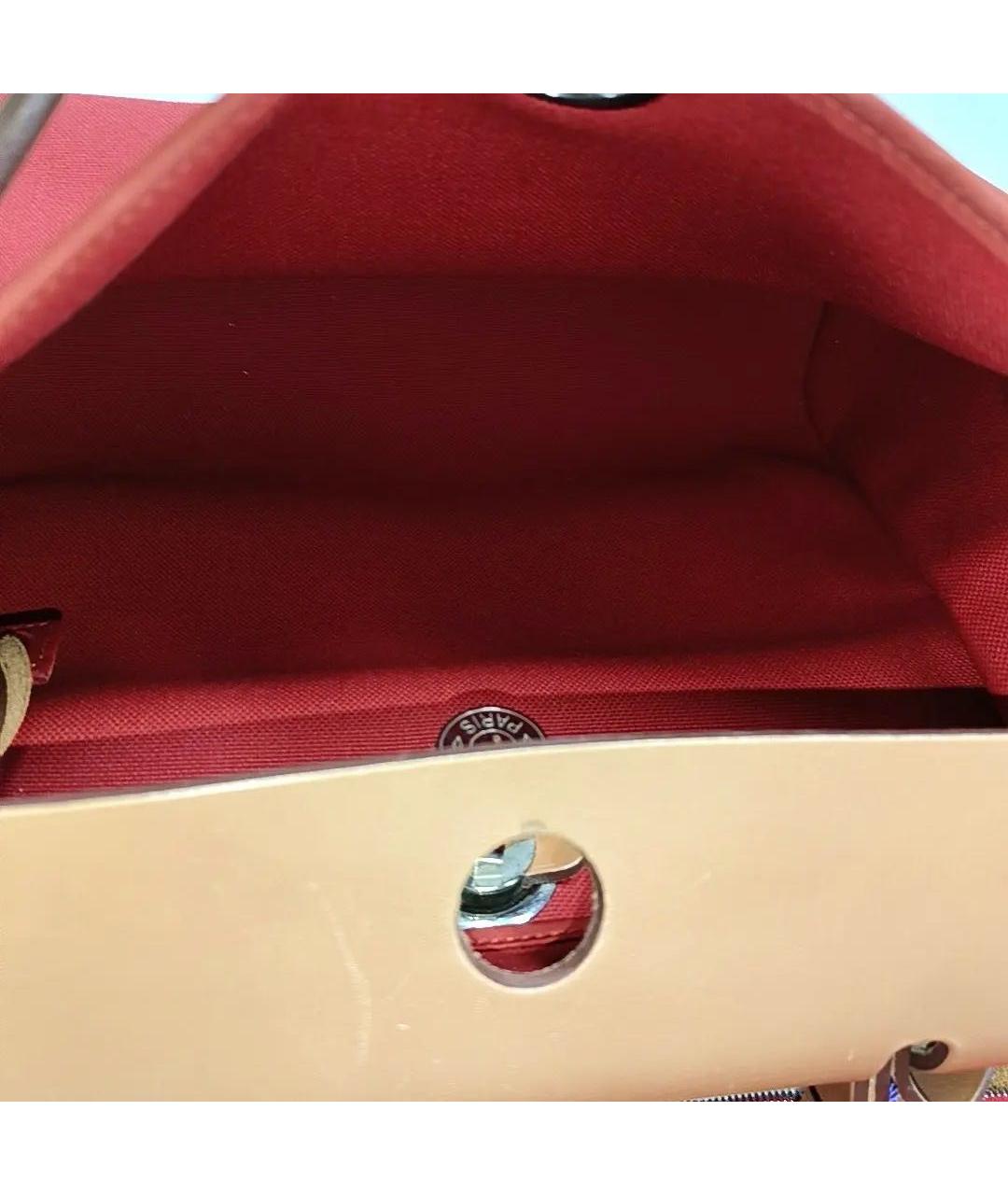 HERMES Красная кожаная сумка с короткими ручками, фото 4