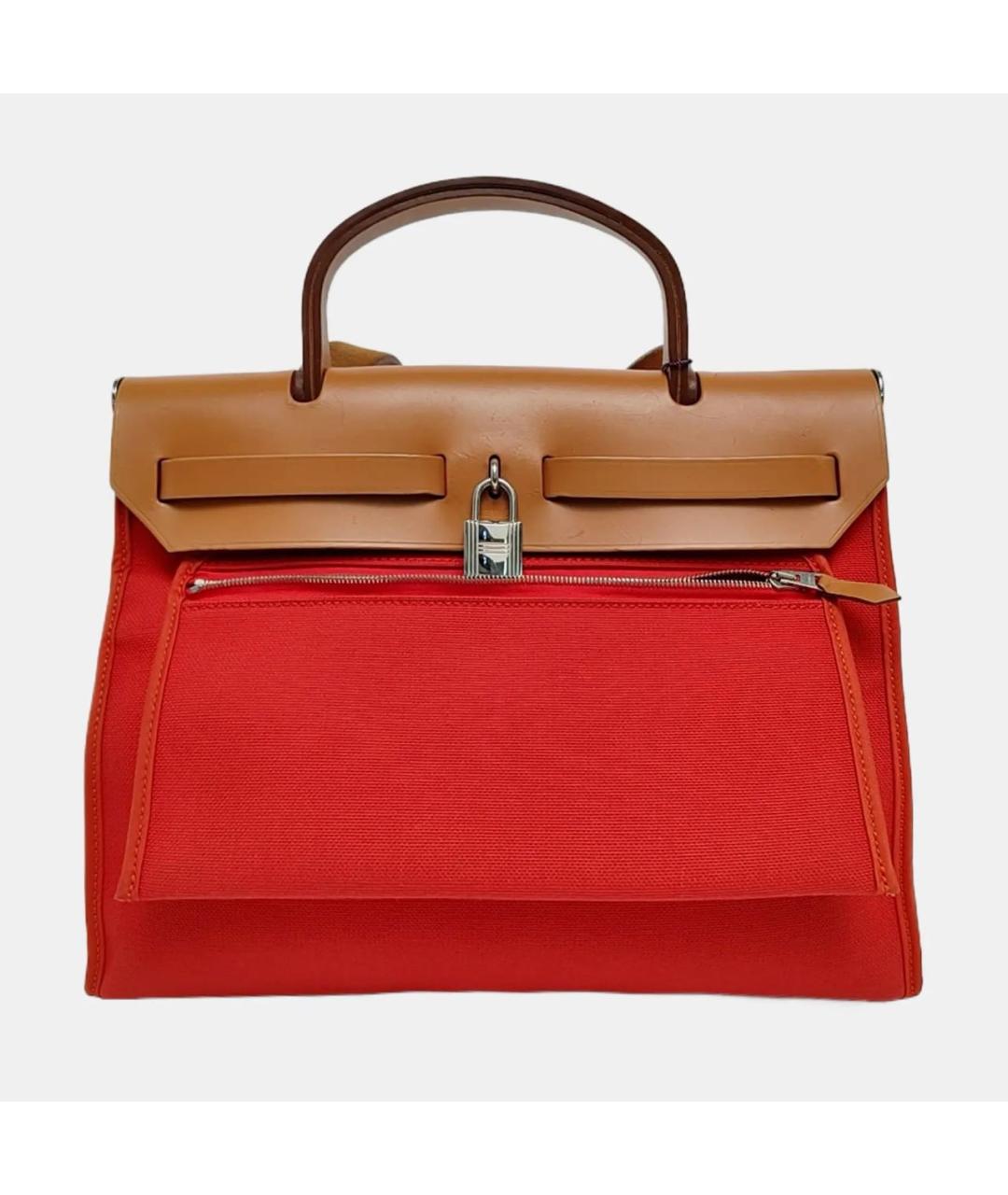 HERMES Красная кожаная сумка с короткими ручками, фото 2