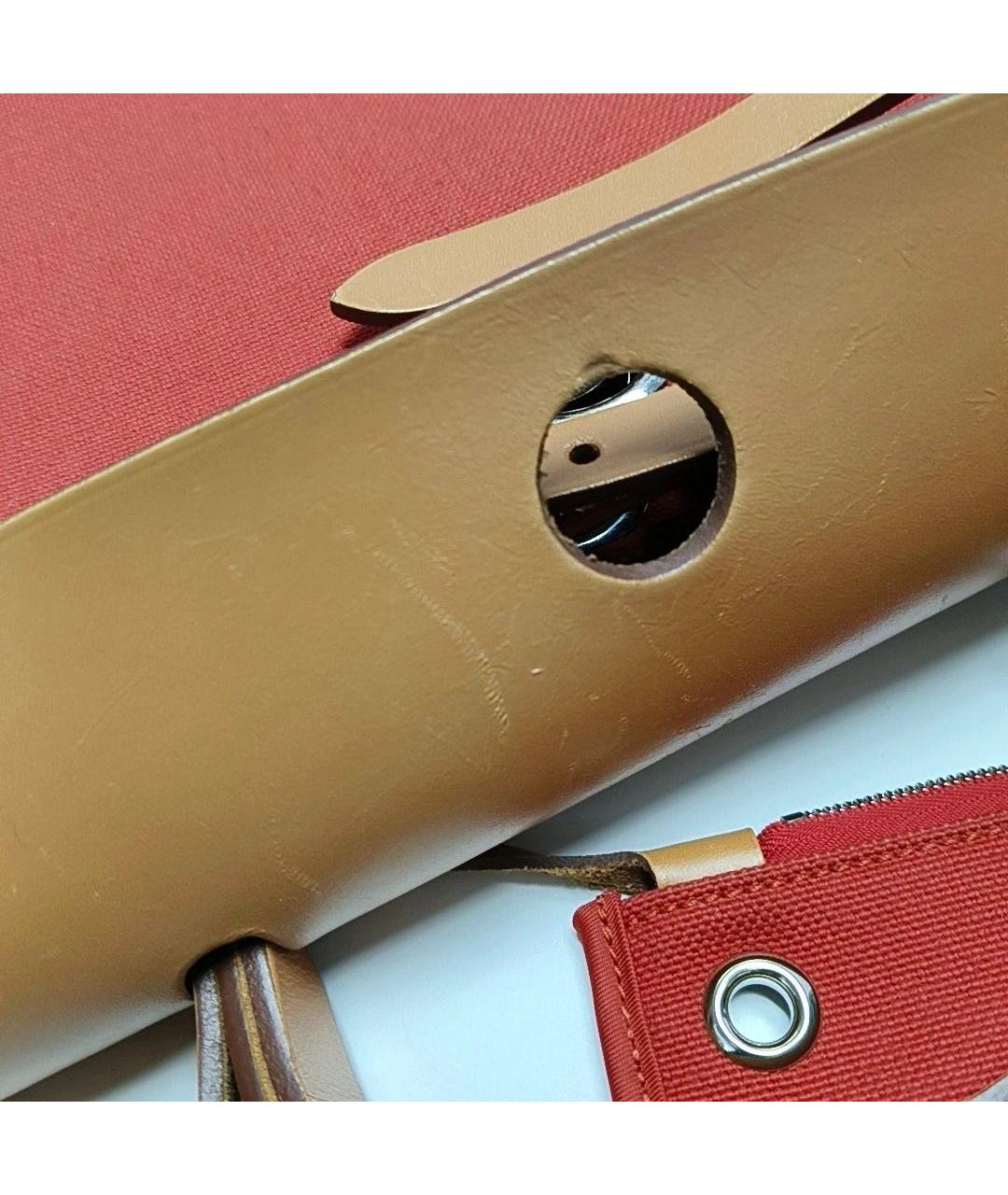 HERMES Красная кожаная сумка с короткими ручками, фото 7