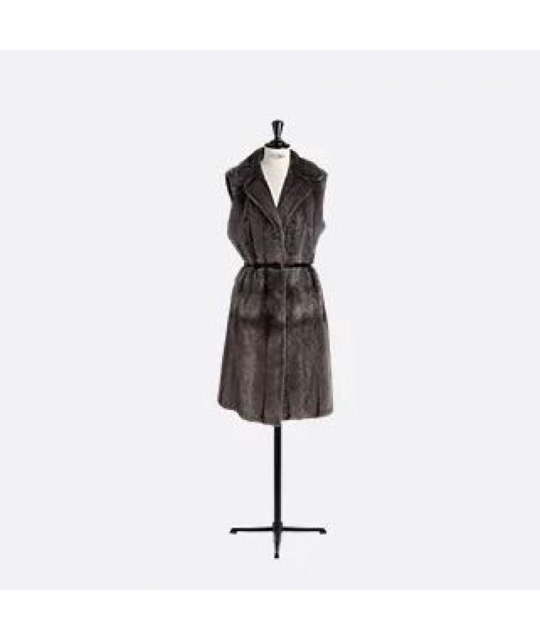CHRISTIAN DIOR Серая меховая шуба, фото 4