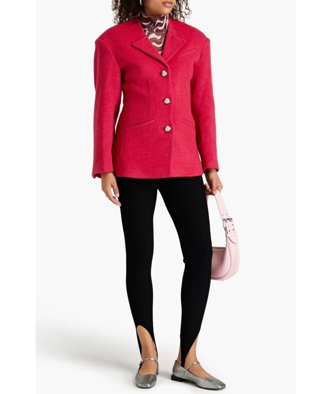 GANNI Красный шерстяной жакет/пиджак, фото 7