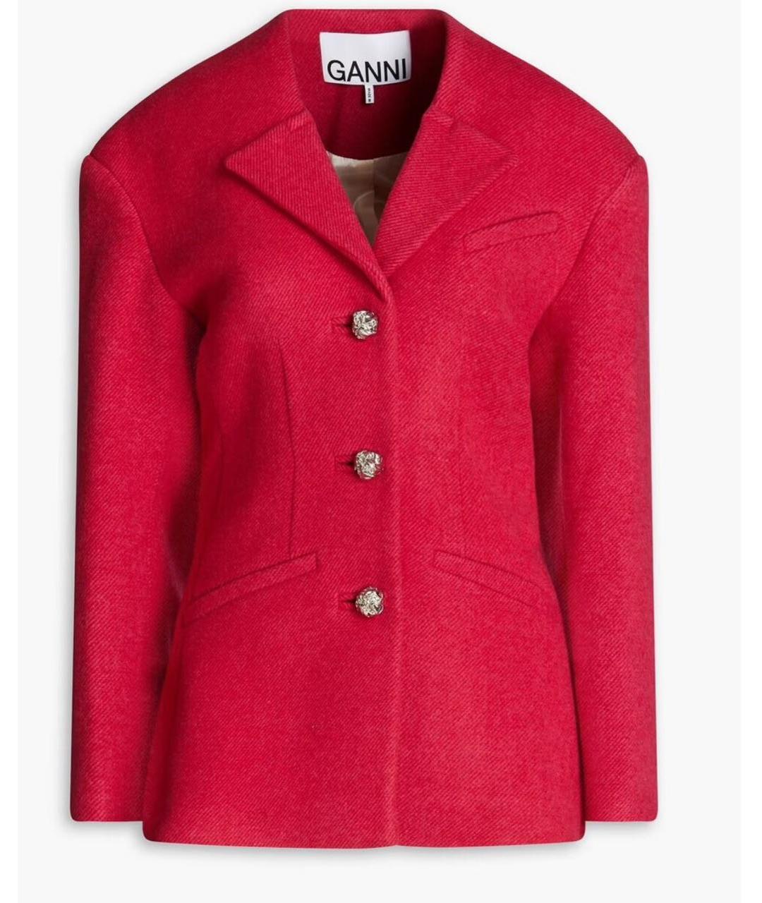 GANNI Красный шерстяной жакет/пиджак, фото 8