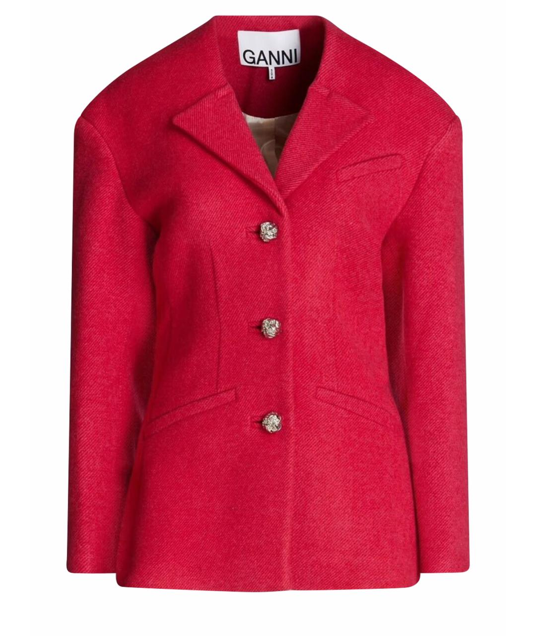 GANNI Красный шерстяной жакет/пиджак, фото 1