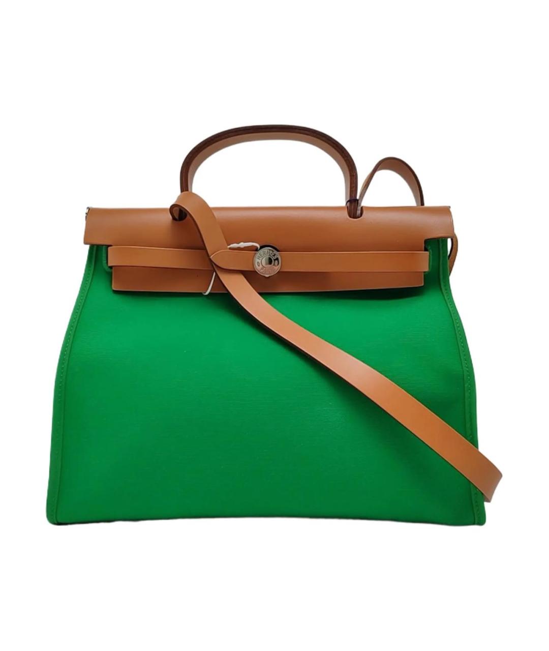 HERMES Зеленая тканевая сумка через плечо, фото 1