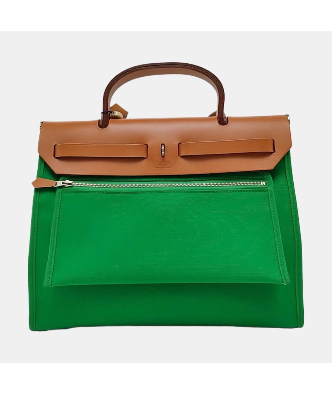 HERMES Зеленая тканевая сумка через плечо, фото 4