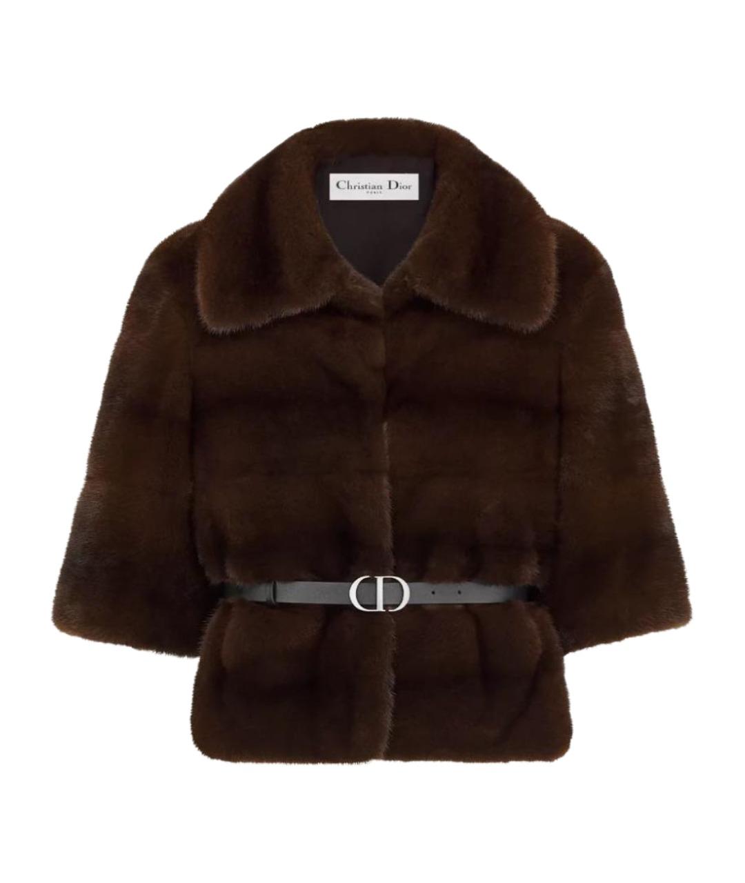 CHRISTIAN DIOR Коричневая меховая шуба, фото 1
