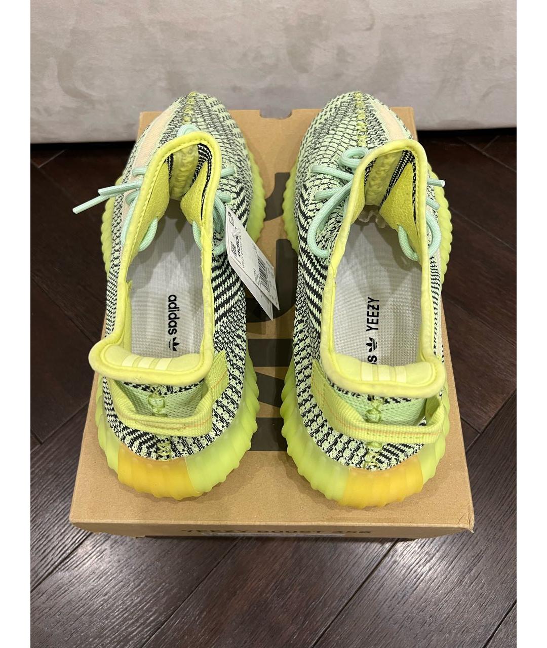 ADIDAS YEEZY Зеленые текстильные низкие кроссовки / кеды, фото 2