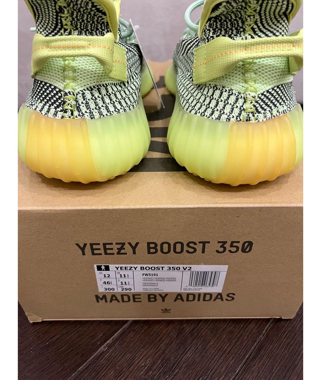 ADIDAS YEEZY Зеленые текстильные низкие кроссовки / кеды, фото 3