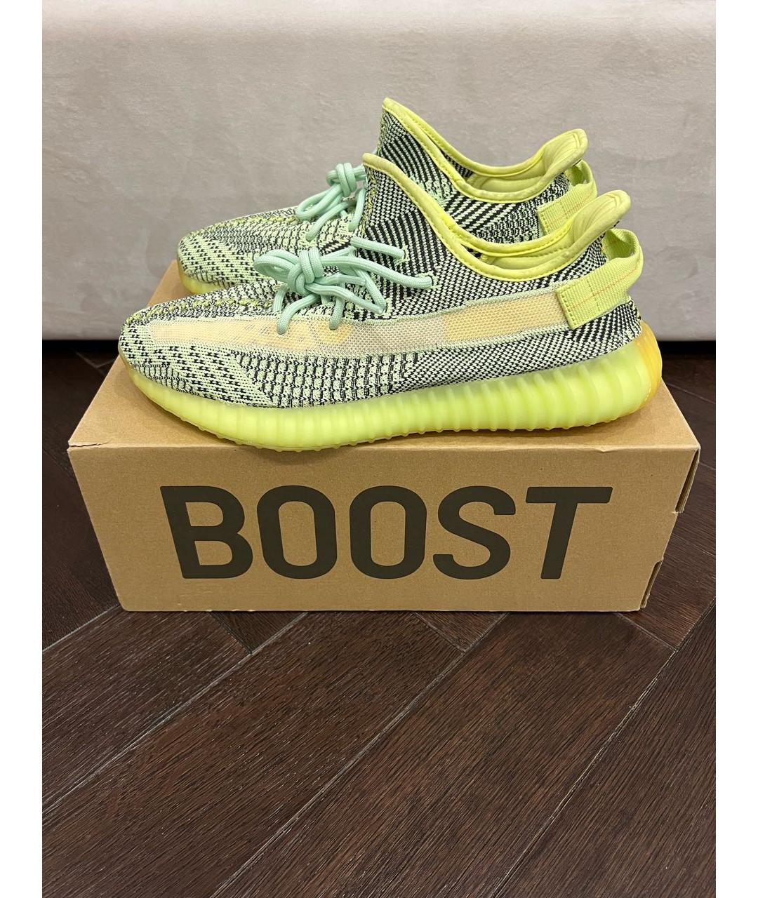 ADIDAS YEEZY Зеленые текстильные низкие кроссовки / кеды, фото 8