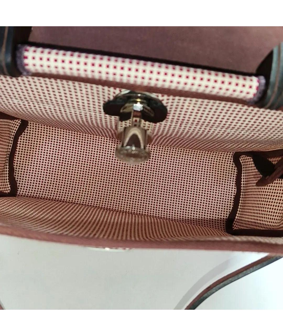 HERMES Бордовая кожаная сумка с короткими ручками, фото 6