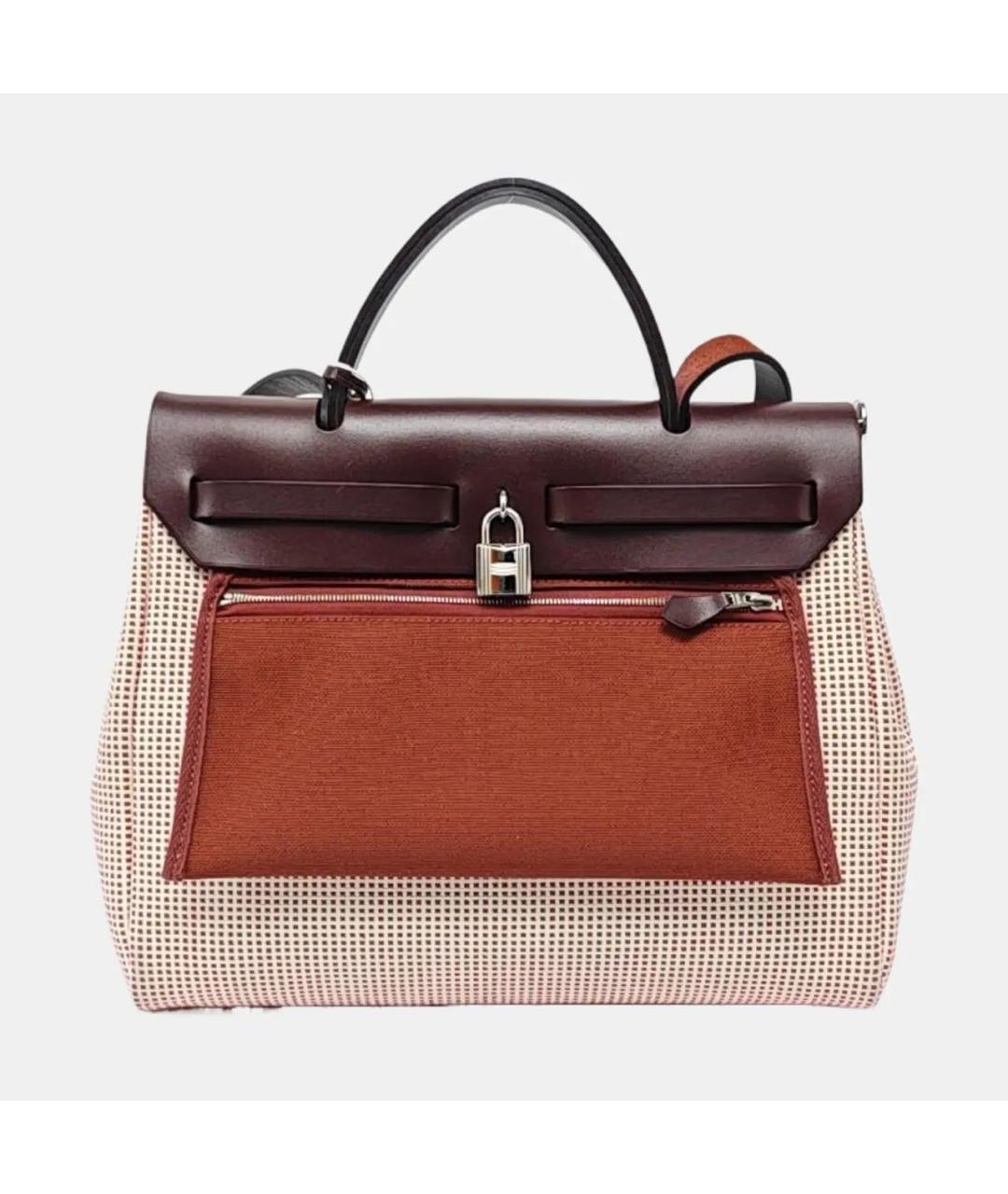 HERMES Бордовая кожаная сумка с короткими ручками, фото 4