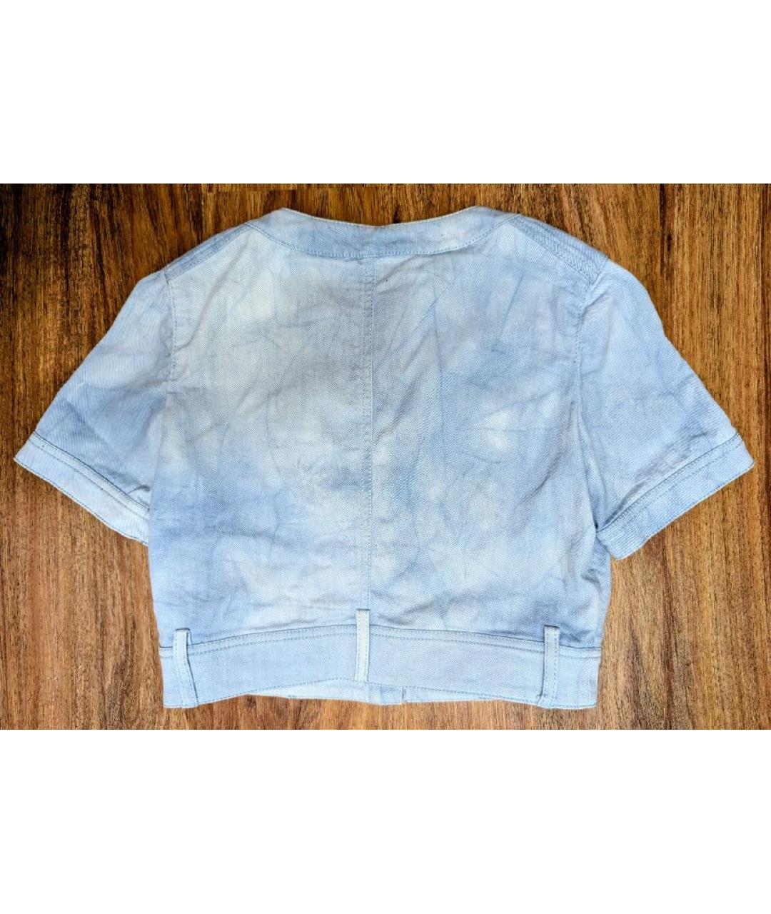 CHANEL Голубой хлопко-эластановый жакет/пиджак, фото 2