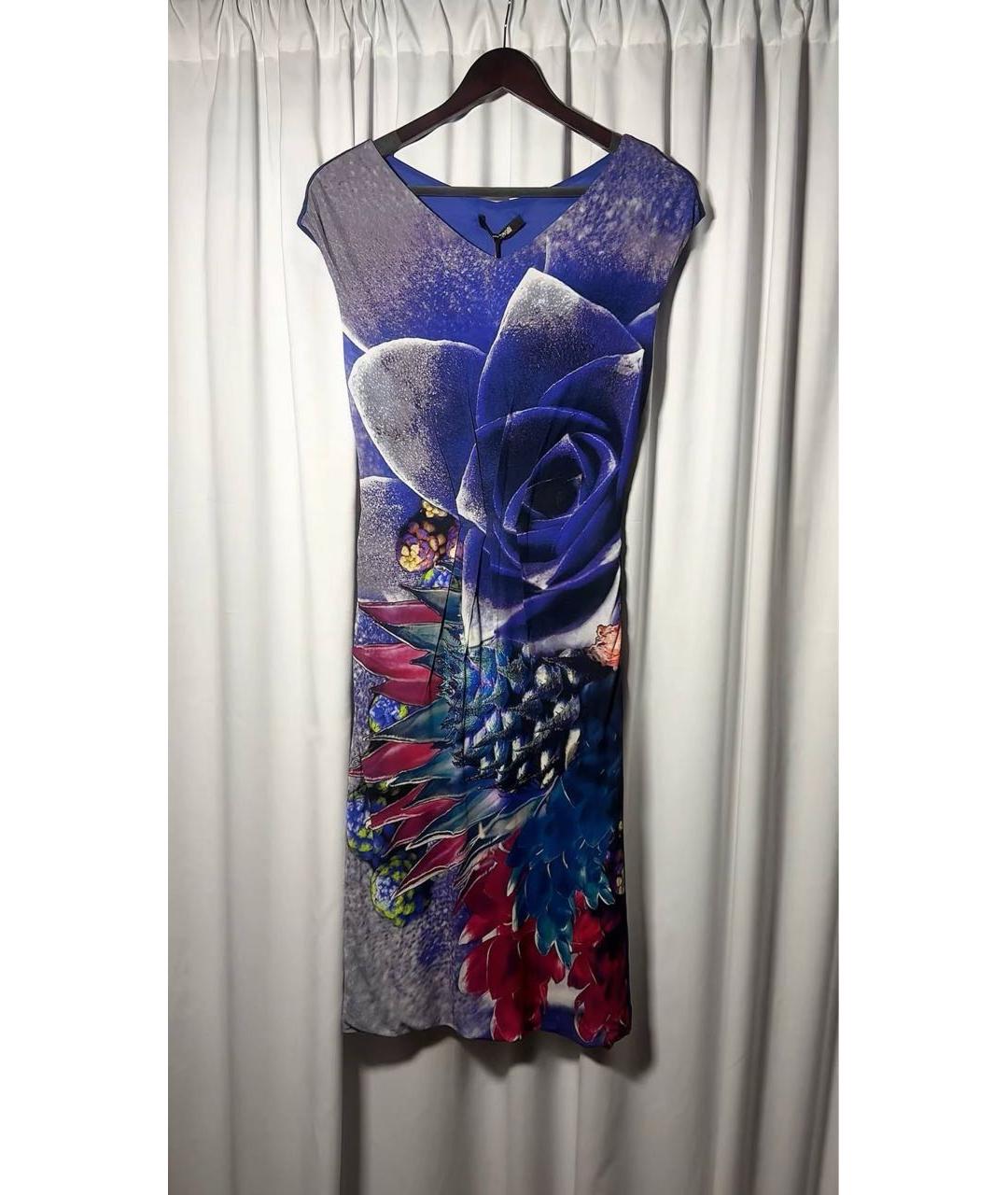 ROBERTO CAVALLI Синее вискозное повседневное платье, фото 6